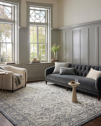 Loloi Magnolia Home by Joanna Gaines Gigi Collection GIG-02 Ivory/Blue 6'-7" x 9'-2" Area Rug