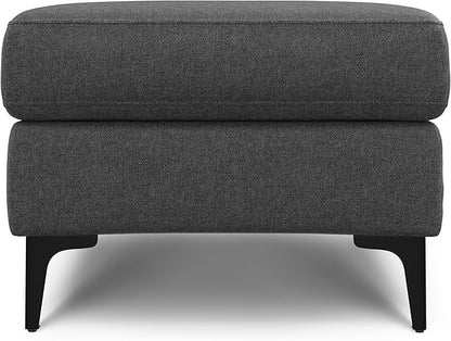 SIMPLIHOME Ava Large Rectangular Ottoman in 100% Recycled Polyester Tightly Woven Performance Fabric, Pebble Grey, 48-inches Wide, Multipurpose Table or Footrest Ottoman, Assembled, for Living Room