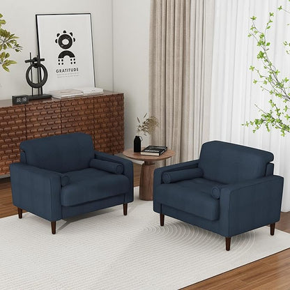 Oversized Accent Chair Set of 1, Corduroy Fabric Mid Century Modern Armchair with Large Seat for Living Room Bedroom Reading