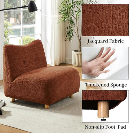 Art Leon Modern Accent Chair - Fabric Modular Sofa Chair Armless Chair with Wooden Legs Set of 2 for Living Room Bedroom Brown