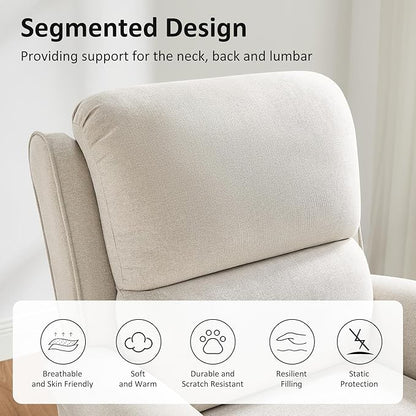 Oversized Recliner Chair for Living Room, Modern Reclining Sofa Home Theater Seating with Upholstered Push Back, Mid-Century Reclining Armchair with Lumbar Support, Bedroom, Reading Nook, Office