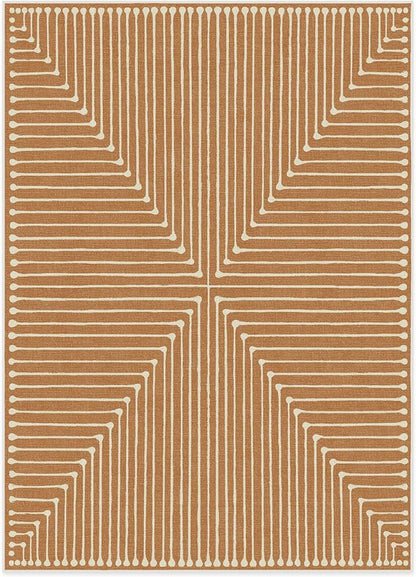 RUGGABLE x Jonathan Adler Machine Washable Modern Area Rug – Inkdrop Copper 5x7, Stain-Resistant, Non-Slip – Medium Rugs for Living Room, Bedroom, Hallway, Entryway & Office–with Cushioned Pad