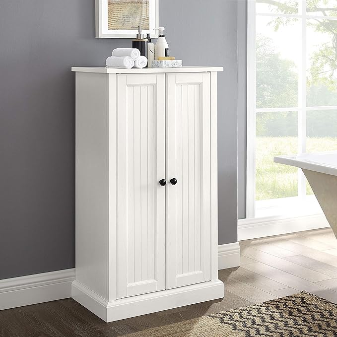 Crosley Furniture Seaside Accent Storage Cabinet, Bar, Buffet for Kitchen, Living Room, or Entryway, White