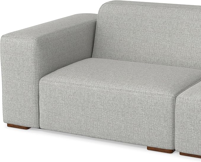 SIMPLIHOME Rex 2-Seater Modular Sofa in 100% Recycled Polyester Tightly Woven Performance Fabric, Pale Grey, 88-inches Wide, Handcrafted Modern-Style Loveseat Sofa for Living Room