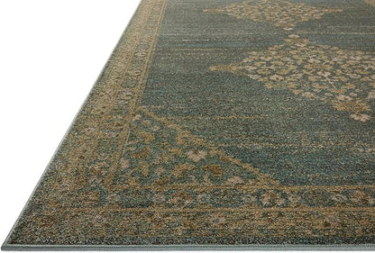 Loloi Magnolia Home by Joanna Gaines Mona Collection MOA-04 Aqua/Wheat 5' x 7'-8" Area Rug
