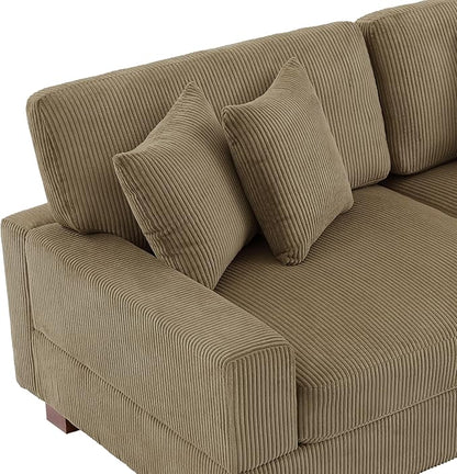 Modular Sectional Couches for Living Room, Modern Loveseat 2-Seater Sofa Couch with Ottoman, Upholstered Couches for Living Room Bedroom, Camel