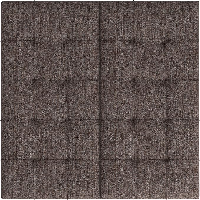 SIMPLIHOME Harrison 36 inch Wide Transitional Square Coffee Table Storage Ottoman in Mink Brown Tweed Look Fabric, Assembled, for the Living Room and Bedroom