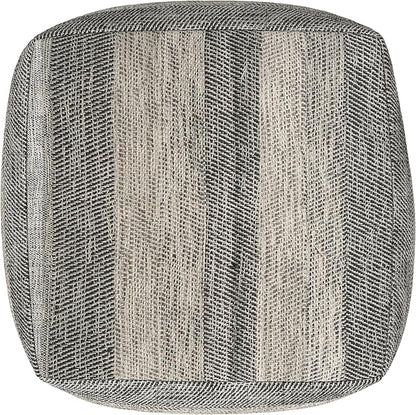 SIMPLIHOME Clay Boho Square Pouf in Grey Melange Cotton for the Living Room, Bedroom and Kids Room
