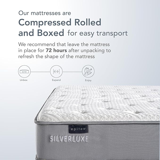 EPITEX Silverluxe Twin Mattress, 8 Inch Gel Memory Foam Twin Mattress in a Box, Individual Pocket Spring for Low Motion Transfer, Medium Firm, Gray