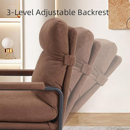 FLEXISPOT Accent Chair for Living Room,Arm Chair for Bedroom,with Padded Arms, Thicken Comfortable Cushion,Metal Frame,Reading Bedroom Chair Armchair for Home/Office/Cafe/Apartment/Waiting Room,Brown
