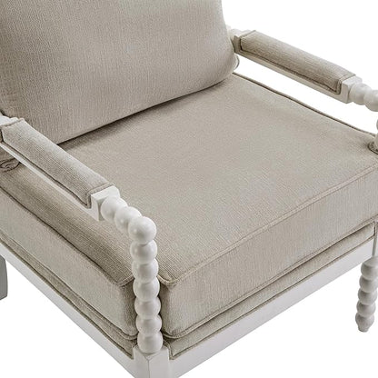 DUHOME Linen Fabric Spindle Accent Chairs Set of 2 with Wood Frame,Modern Accent Chairs with Padded Spring Seat and Brushed White Base for Living Room Bedroom Farmhouse Home Office Belcony