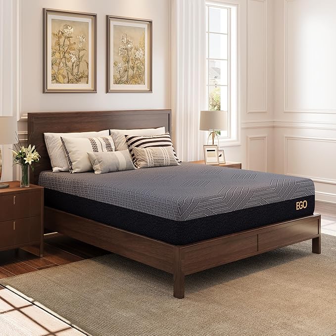 MLILY EGOHOME 10 Inch Twin Mattress, Copper Gel Cooling Memory Foam Mattress for Back Pain Relief,Therapeutic Single Mattress Bed in a Box, Made in USA, CertiPUR-US Certified, 38x75x10 Black