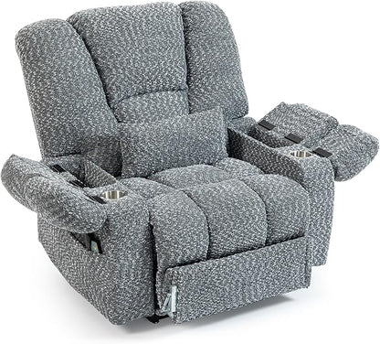 Big Man Recliner 500lbs Power Lift Recliner Chair for Big Tall Elderly Adults Oversized Lay Flat Lift Recliner with Extended Footrest,Heat Massage,Flip Arm Storage Cup Holders,USB Type C
