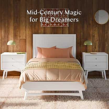 Babyletto Palma Twin Bed for Kids - Sturdy Wood Twin Bed Frames with Headboard - Modern Design & Low Height for Safety - Perfect for Kids Bedrooms/Guest Rooms/Small Home