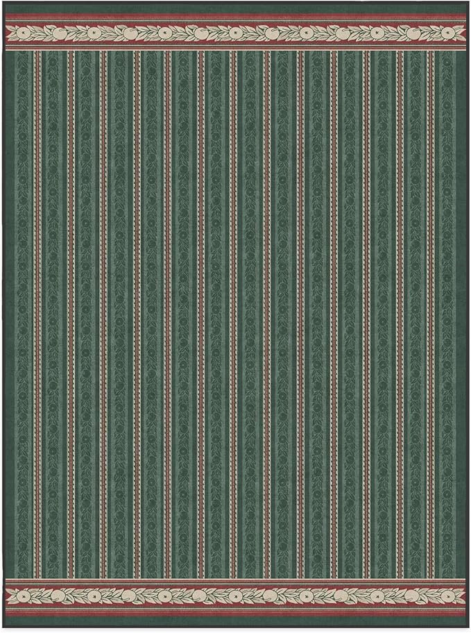 RUGGABLE x Morris & Co Machine Washable Area Rug – Fruit Stripe Spruce Green 9x12, Stain-Resistant, Non-Slip – Large Rugs for Living Room, Bedroom, Hallway, Entryway & Office–with Cushioned Pad