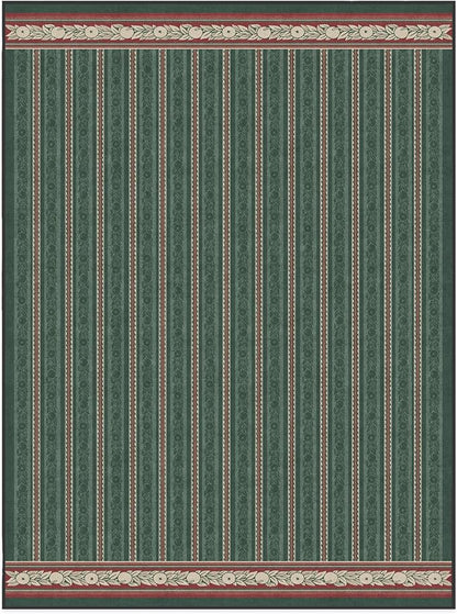 RUGGABLE x Morris & Co Machine Washable Christmas Area Rug– Fruit Stripe Spruce Green 9x12, Stain-Resistant, Non-Slip–Large Rugs for Living Room, Bedroom, Hallway, Entryway & Office–with Standard Pad