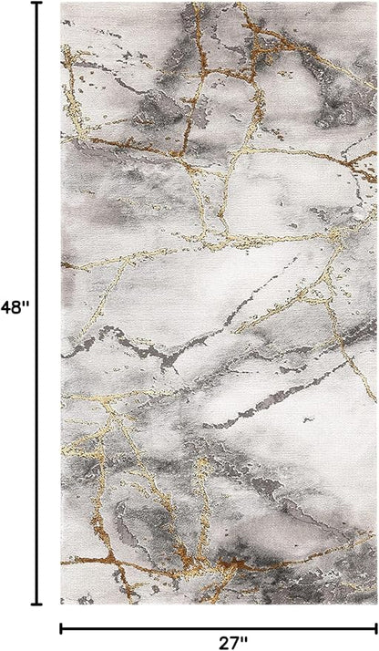 SAFAVIEH Craft Collection Accent Rug - 2'3" x 4', Grey & Gold, Modern Abstract Design, Non-Shedding & Easy Care, Ideal for High Traffic Areas in Entryway, Living Room, Bedroom (CFT877F)