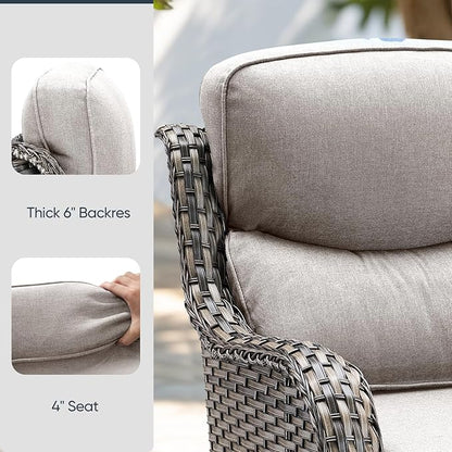Outdoor Chair Cushions 3 Packs - Outside High Back Comfortable Thickened Pillow 22x24 with Zipper Cover for Patio Rocking Swivel Chairs Loveseat Sofa – Beige/Crescent