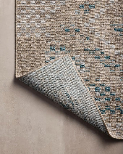Loloi Amber Lewis Topanga Collection TOP-04 Natural/Aqua 6'-7" x 9'-4" Indoor/Outdoor Area Rug
