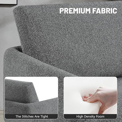 Oversized Accent Chair for Living Room Chairs Reading Arm Chair Comfy Modern Single Sofa Side Chairs with Metal Legs & Soft Cushion for Bedroom, Waiting Room (Chenille Dark Grey, Set of 1)