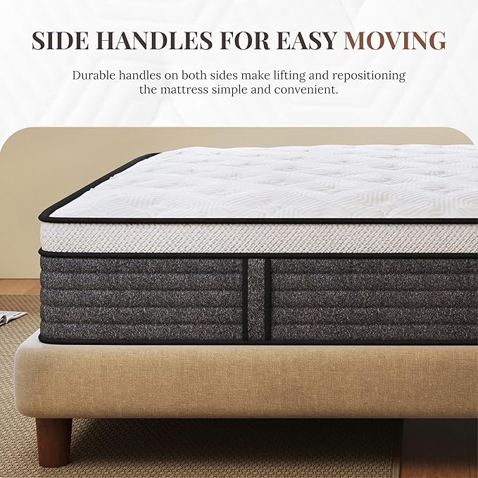 CH CHARME HOUSE Full Size Mattress, 14 Inch Full Hybrid Mattress in a Box, Medium Feel Foam and Individual Pocket Springs, Extra Edge Support, Pressure Relief, CertiPUR-US