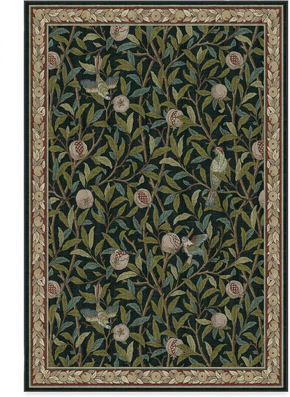 RUGGABLE x Morris & Co Washable Area Rug – Pomegranate Blue Green 6x9, Stain-Resistant, Non-Slip – Medium Machine Washable Rugs for Living Room, Bedroom, Hallway, Entryway & Office–with Cushioned Pad