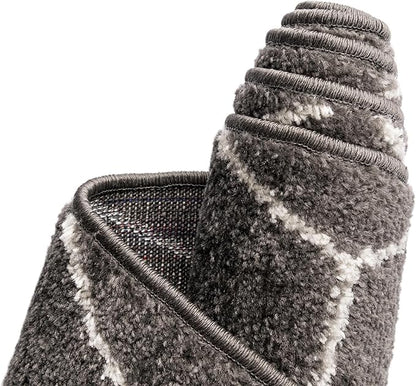 Unique Loom Trellis Frieze Collection Area Rug - Geometric (3' Round, Dark Gray/ Ivory)