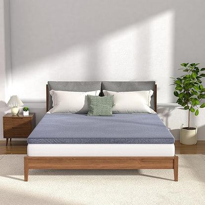 VECELO Gel Infused Memory Foam Mattress Topper Queen Size, 2 Inch Fresh Cooling Mattress Pad with Washable Cover for Queen Mattress, Pain Pressure Relieve Bed Topper, Breathable, Comfort