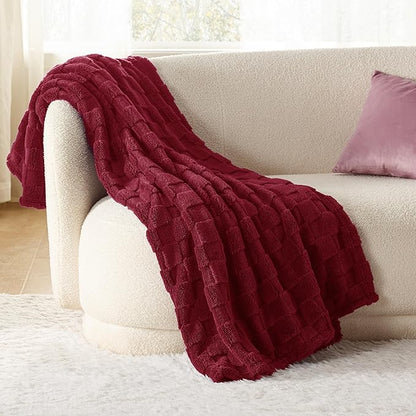 Bedsure GentleSoft Christmas Throw Blanket for Couch - Red Fall Checkered Fleece Red Blankets Gifts for Women Men Girls, Cute Soft Cozy Throw for Bedroom Home Decor Gifts, 50x60 Inches