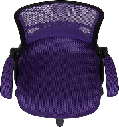 Flash Furniture Porter High-Back Swivel Office Chair with Adjustable Lumbar Support and Seat Height, Ergonomic Mesh Desk Chair with Flip-Up Armrests, Purple/Black