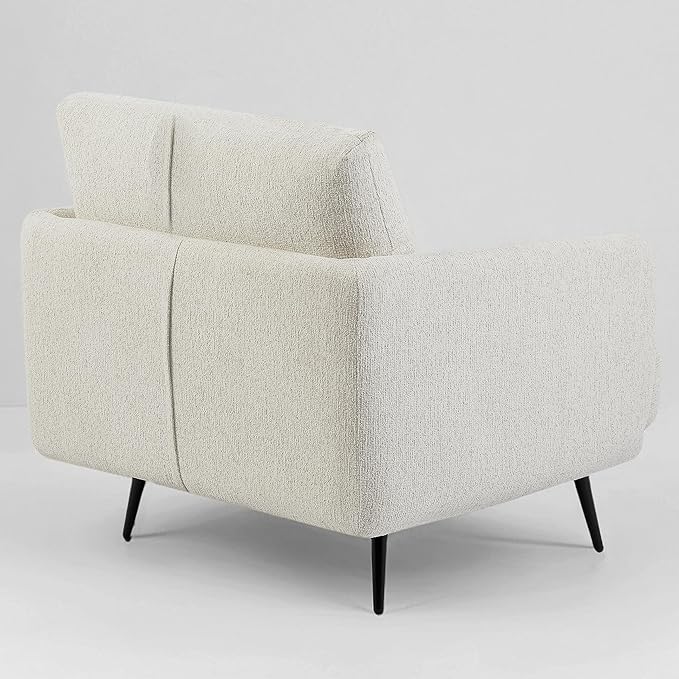 Mid-Century Accent Chair,Modern Oversized Armchair for Living Room,Comfy Upholstered Reading Accent Chairs for Bedroom,Single Sofa Chair (Beige-1PACK)