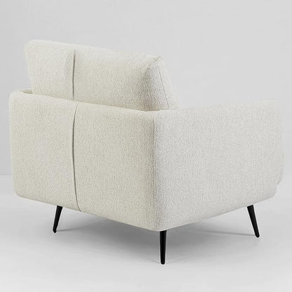 Mid-Century Accent Chair,Modern Oversized Armchair for Living Room,Comfy Upholstered Reading Accent Chairs for Bedroom,Single Sofa Chair (Beige-1PACK)