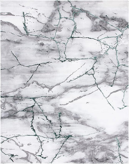 SAFAVIEH Craft Collection Area Rug - 10' Square, Grey & Green, Modern Abstract Design, Non-Shedding & Easy Care, Ideal for High Traffic Areas in Living Room, Bedroom (CFT877Y)