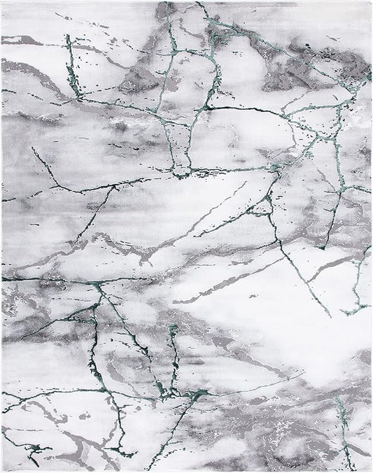 SAFAVIEH Craft Collection Area Rug - 10' Square, Grey & Green, Modern Abstract Design, Non-Shedding & Easy Care, Ideal for High Traffic Areas in Living Room, Bedroom (CFT877Y)