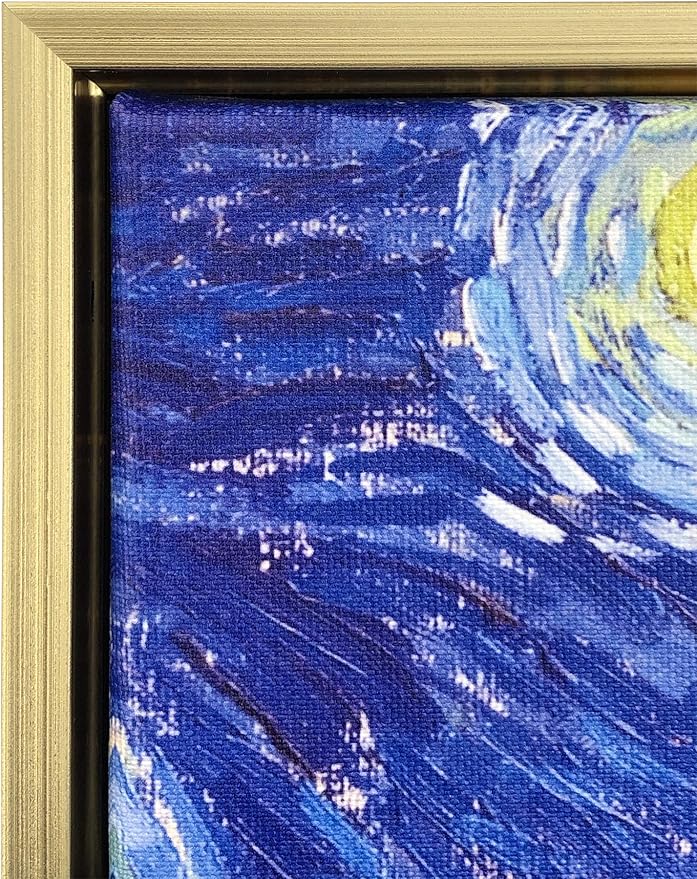 Wieco Art Framed Art Giclee Canvas Prints of Starry Night by Vincent Van Gogh Paintings Reproduction Post-Impressionism Artwork Framed Wall Art for Living Room Home decorations