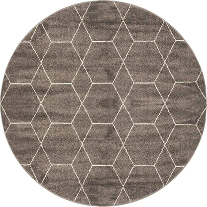 Unique Loom Trellis Frieze Collection Area Rug - Geometric (8' Round, Dark Gray/ Ivory)
