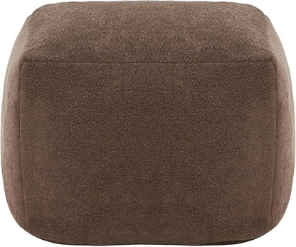 SAFAVIEH Couture Collection Samuels Dark Brown Boucle Pouf Ottoman Foot Rest (Fully Assembled)