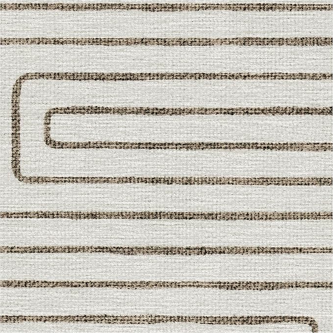 RUGGABLE x Jonathan Adler Machine Washable Modern Area Rug – Labyrinth Camel/Ivory 4x6, Stain-Resistant, Non-Slip – Medium Rugs for Living Room, Bedroom, Hallway, Entryway & Office–with Cushioned Pad
