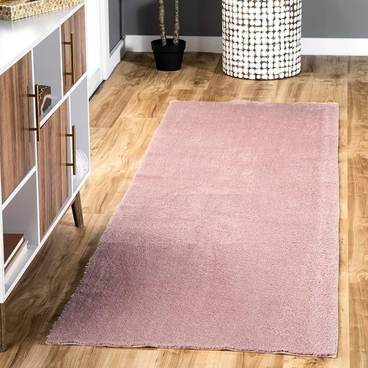 nuLOOM 2' x 10' Cozy Plush Area Rug, Machine Washable, Non-Slip, Soft Fluffy Shag Carpet for Living Room Bedroom Kids Room Nursery Home Decor, Loni Pink