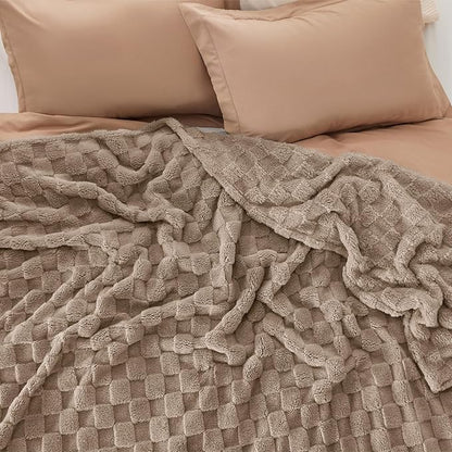 Bedsure GentleSoft Blankets Queen Size for Bed - Super Soft Cozy Blanket for Women Men Girls, Large Fuzzy Fleece Throw for Bedroom Decor, Light Taupe, 90x90 Inches