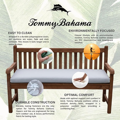 Tommy Bahama Bench Cushion, 50" X 19" X 2.5", Bamboo Bay Cloud
