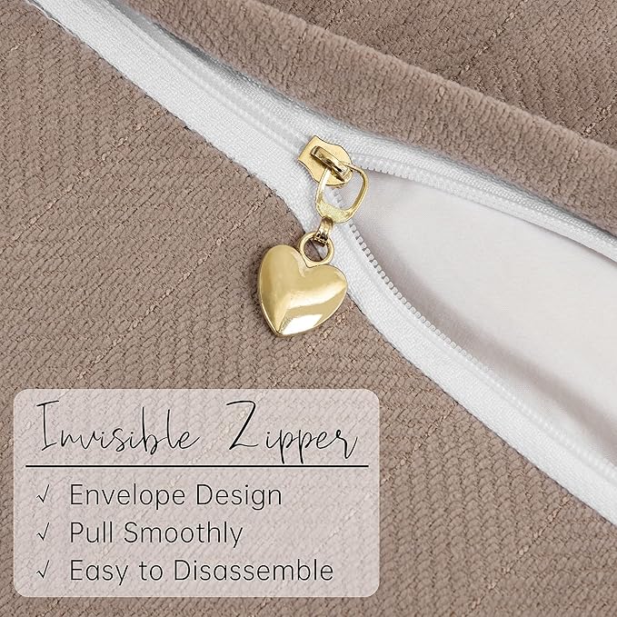 ZWJD Khaki Pillow Covers 16x16 Set of 2 Chenille Throw Pillow Covers with Elegant Design Soft and Luxurious Decorative Throw Pillows for Couch, Bed, and Home Decor