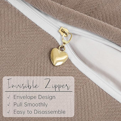 ZWJD Khaki Pillow Covers 12x20 Set of 2 Chenille Throw Pillow Covers with Elegant Design Soft and Luxurious Decorative Throw Pillows for Couch, Bed, and Home Decor