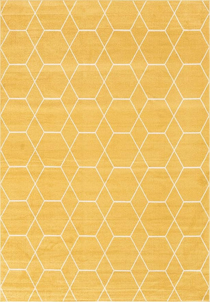Unique Loom Trellis Frieze Collection Area Rug - Geometric (10' x 14' 1", Yellow/ Ivory)