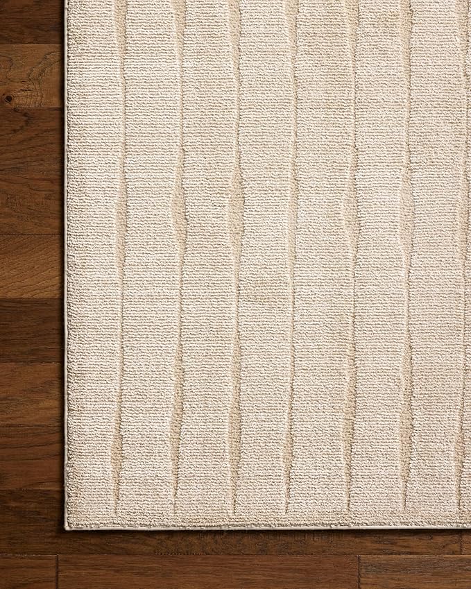Loloi Chris Loves Julia Calvin Collection CLV-02 Ivory/Oatmeal 2'-7" x 7'-6" Runner Rug Checkered Neutral Soft Living Room Bedroom Carpet