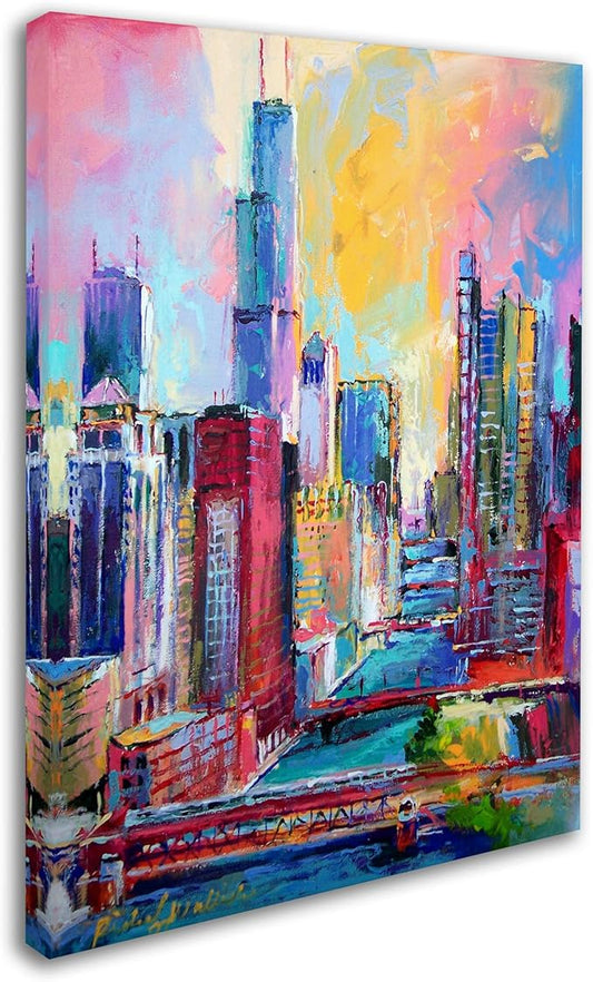 Canvas Wall Art - Richard Wallich 'Chicago 3' Wall Art for Living Room, Bedroom, or Office Décor by Trademark Fine Art