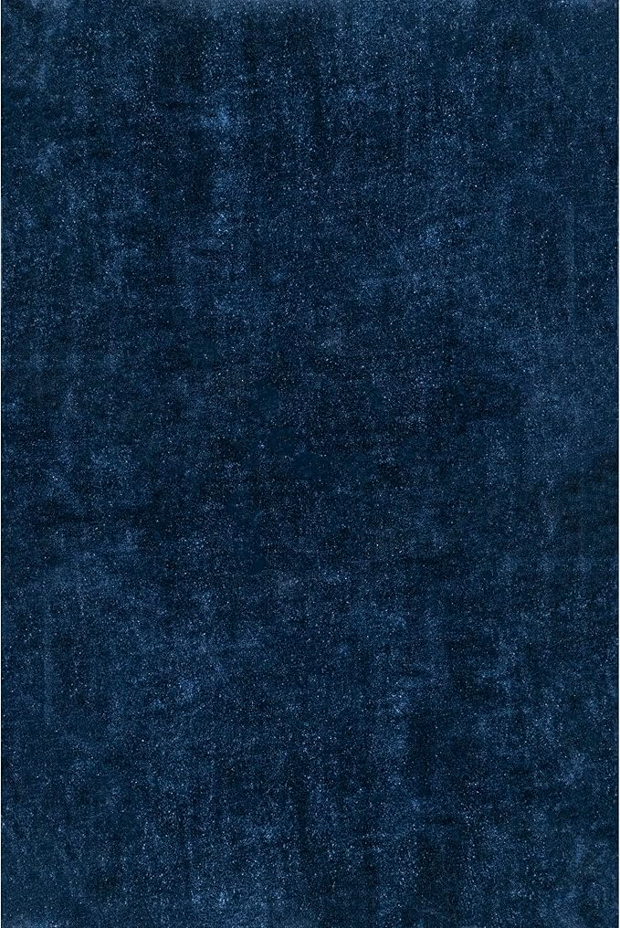 nuLOOM 5' x 8' Cozy Plush SuperiorWash Area Rug, Machine Washable, Non-Slip, Soft Fluffy Shag Carpet for Living Room Bedroom Kids Room Nursery Home Decor, Loni Navy