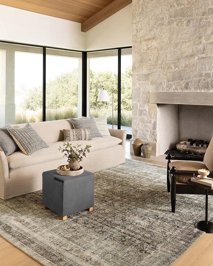 Loloi Amber Lewis Morgan Collection MOG-02 Navy/Sand 2'-3" x 11'-6" 38" Thick Runner Rug feat. CloudPile, Neutral, Room Décor, Vintage Inspired, Livingroom, Bedroom, Dining Area
