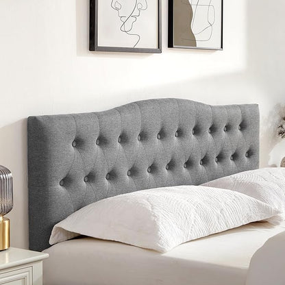 Tufted Upholstered Headboard Twin Size, Sturdy and Durable Solid Wood Twin XL headboard, Fabric Headboard Adjustable Height from 37” to 51”, Modern Button Diamond Design Head Board, Grey