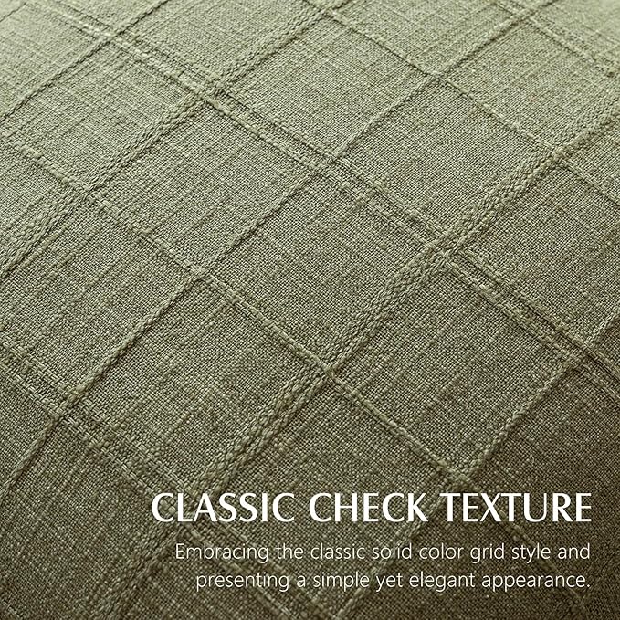 Foindtower Set of 2 Decorative Linen Check Throw Pillow Covers Neutral Farmhouse Vintage Cushion Covers Modern Boho Home Decor for Sofa Chair Couch Bedroom Living Room,18×18 Inch,Sage Green